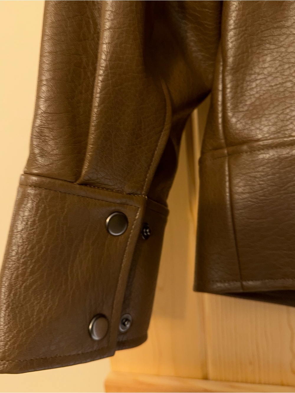 Ashley Graham Faux Leather Coat - Earth Tone - Picture 4 of 9